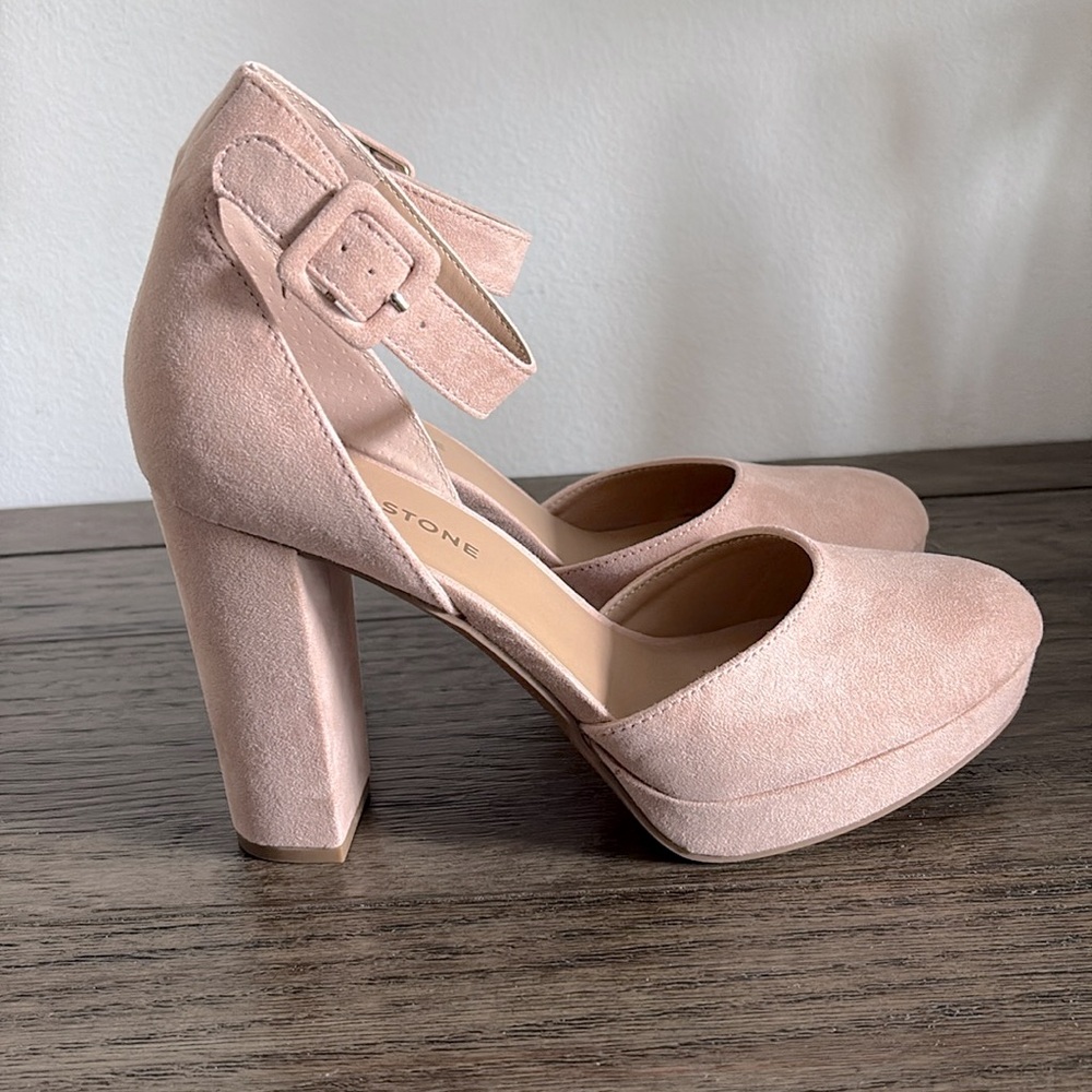 NWT [Sun + Stone] Estrella Block-Heel Closed Toe Pump Heels Rose Womens 8.5, 9.5 - Picture 5 of 16
